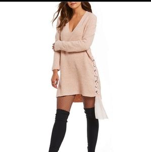 Free people heart it lace up v neck tunic L